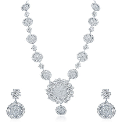 Sukkhi Astonishing Rhodium Plated AD Necklace Set-1