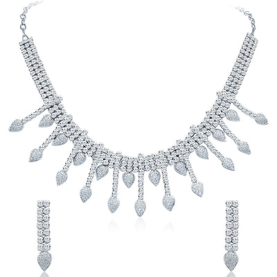 Sukkhi Gleaming Rhodium Plated AD Necklace Set-1