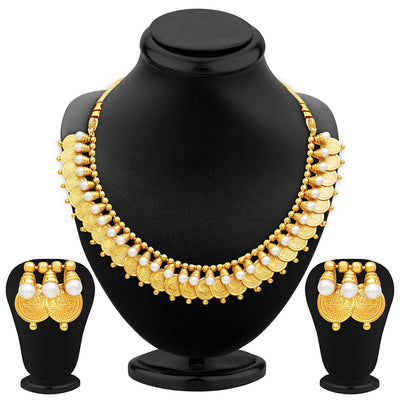 Sukkhi Pretty Gold Plated Temple Jewellery Necklace Set