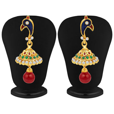 Sukkhi Intricately Crafted Peacock Gold Plated AD Necklace Set-4