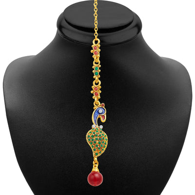 Sukkhi Intricately Crafted Peacock Gold Plated AD Necklace Set-6