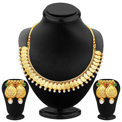 Sukkhi Magnificent Gold Plated Temple Jewellery Necklace Set