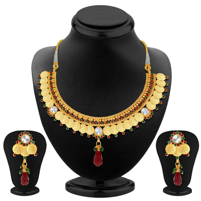 Sukkhi Astonish Gold Plated Temple Jewellery Necklace Set