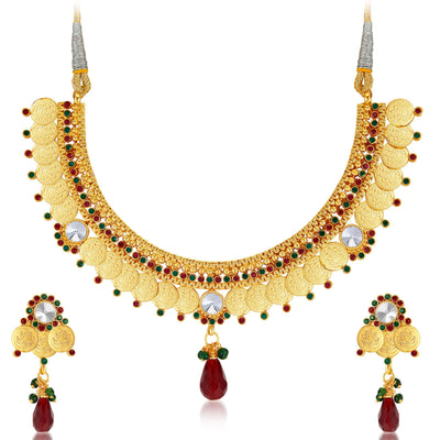 Sukkhi Astonish Gold Plated Temple Jewellery Necklace Set-1