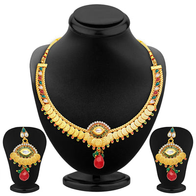Sukkhi Artistically Gold Plated Temple Jewellery Necklace Set