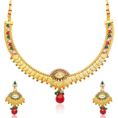 Sukkhi Artistically Gold Plated Temple Jewellery Necklace Set-1
