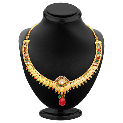 Sukkhi Artistically Gold Plated Temple Jewellery Necklace Set-2