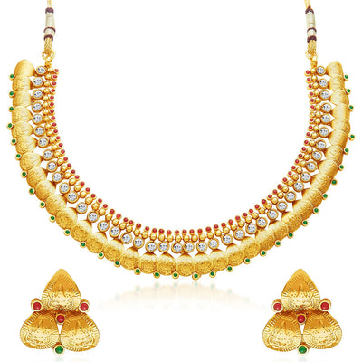 Sukkhi Fascinating Gold Plated Temple Jewellery Necklace Set-1