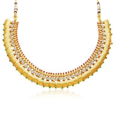 Sukkhi Fascinating Gold Plated Temple Jewellery Necklace Set-3