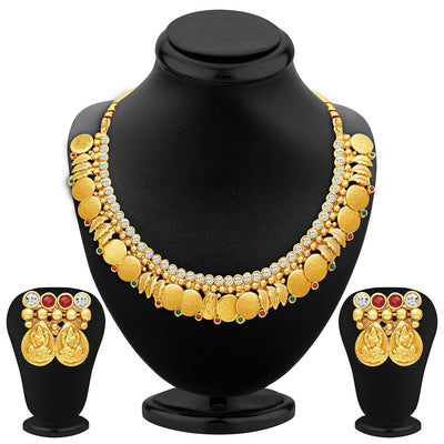 Sukkhi Modern Gold Plated Temple Jewellery Necklace Set