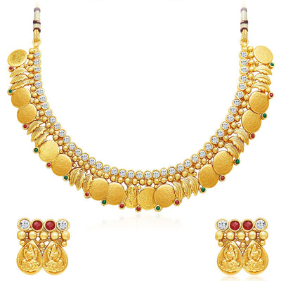 Sukkhi Modern Gold Plated Temple Jewellery Necklace Set-1