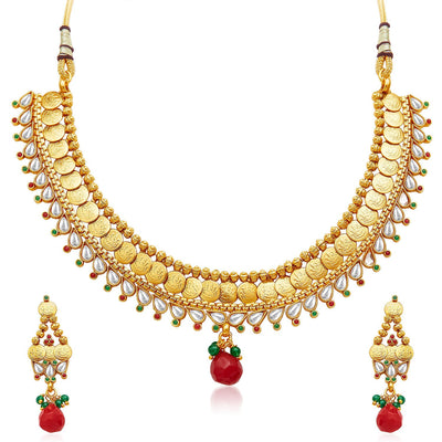 Sukkhi Marvellous Gold Plated Temple Jewellery Necklace Set-1