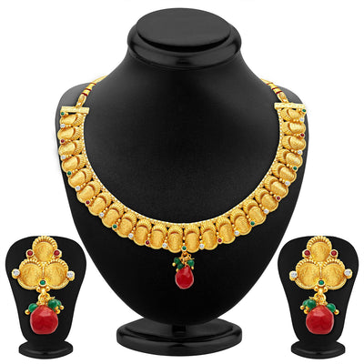 Sukkhi Stunning Gold Plated Temple Jewellery Necklace Set