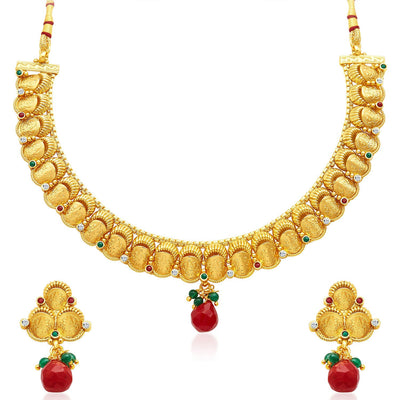 Sukkhi Stunning Gold Plated Temple Jewellery Necklace Set-1