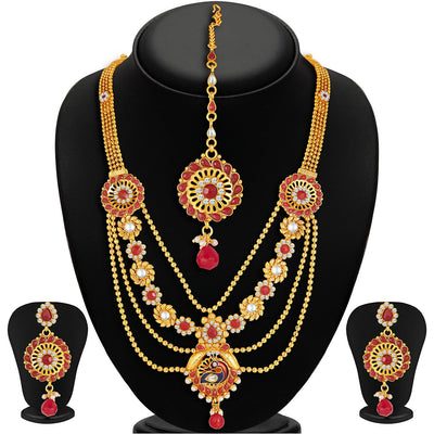 Sukkhi Bollywood Collection Shimmering Gold Plated 4 Strings Peacock Necklace Set
