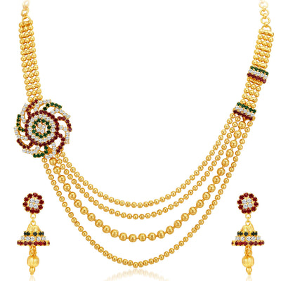 Sukkhi Excellent Four Strings Gold Plated Necklace Set-1
