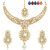 Sukkhi Delightly Gold Plated AD Necklace Set with Set of 5 Changeable Stone-1