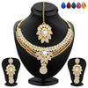 Sukkhi Royal Gold Plated AD Set of 2 Necklace Set with Set of 10 Changeable Stone Combo For Women-2