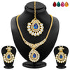 Sukkhi Glittery Gold Plated AD Set of 3 Necklace Set with Set of 15 Changeable Stone Combo For Women-2