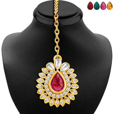 Sukkhi Attractive Gold Plated AD Necklace Set with Set of 5 Changeable Stone-6