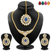 Sukkhi Glittery Gold Plated AD Set of 3 Necklace Set with Set of 15 Changeable Stone Combo For Women-6