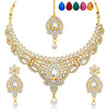 Sukkhi Divine Gold Plated AD Necklace Set with Set of 5 Changeable Stone-1
