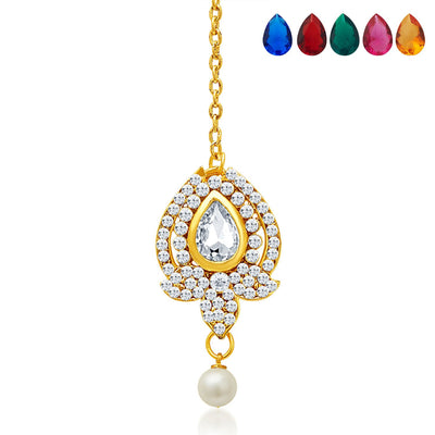 Sukkhi Divine Gold Plated AD Necklace Set with Set of 5 Changeable Stone-7