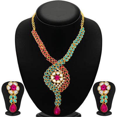 Sukkhi Charming Gold Plated AD Necklace Set For Women