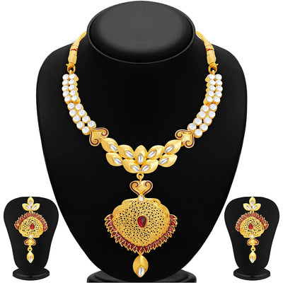 Sukkhi Astonishing Gold Plated AD Necklace Set For Women