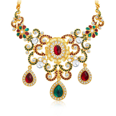 Sukkhi Designer Gold Plated AD Necklace Set For Women-4