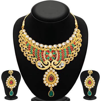 Sukkhi Splendid Gold Plated AD Necklace Set For Women