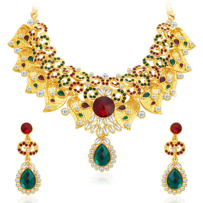 Sukkhi Magnificent Gold Plated AD Necklace Set For Women-1