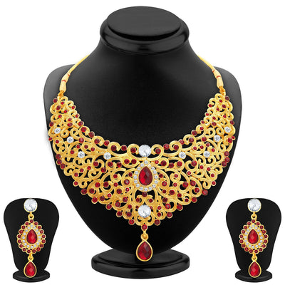 Sukkhi Luxurious Gold Plated AD Necklace Set For Women