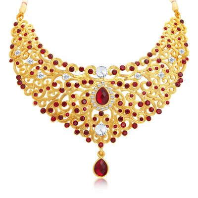 Sukkhi Luxurious Gold Plated AD Necklace Set For Women-4