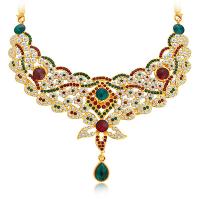 Sukkhi Appealing Gold Plated AD Necklace Set For Women-4