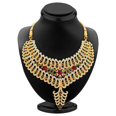 Sukkhi Resplendent Gold Plated AD Necklace Set For Women-2