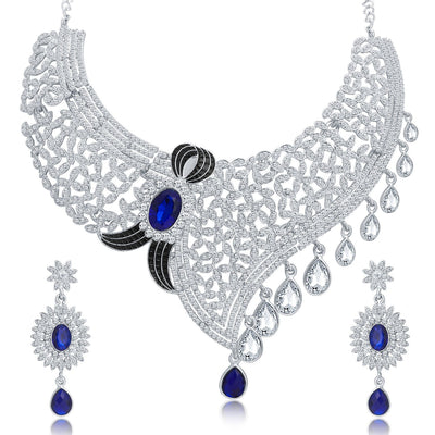 Sukkhi Lavish Rhodium Plated AD Necklace Set For Women-1