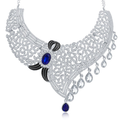 Sukkhi Lavish Rhodium Plated AD Necklace Set For Women-4