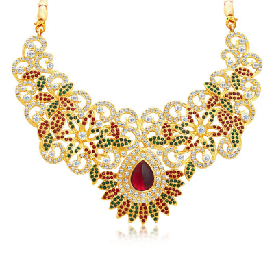 Sukkhi Attractive Gold Plated AD Necklace Set For Women-4