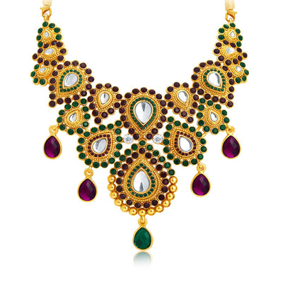 Sukkhi Classy Gold Plated AD Necklace Set For Women-4