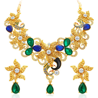 Sukkhi Astonish Gold Plated AD Necklace Set For Women-1
