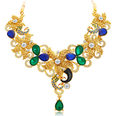 Sukkhi Astonish Gold Plated AD Necklace Set For Women-4