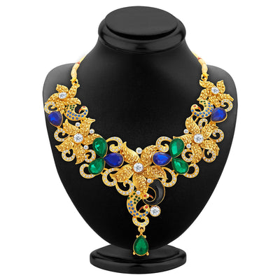 Sukkhi Astonish Gold Plated AD Necklace Set For Women-2