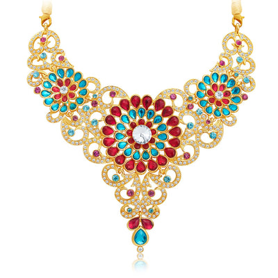 Sukkhi Marvellous Gold Plated AD Necklace Set For Women-4