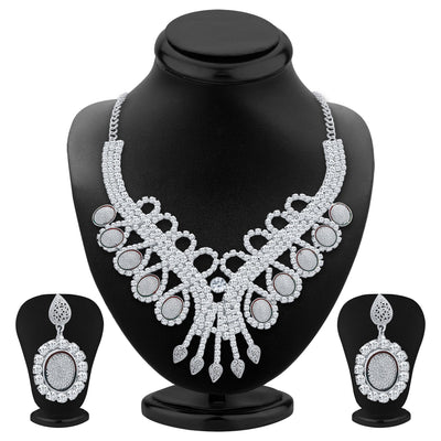 Sukkhi Modern Rhodium Plated AD Necklace Set For Women