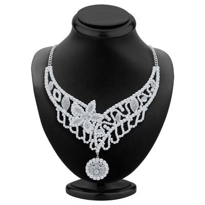 Sukkhi Dazzling Rhodium Plated AD Necklace Set For Women-2