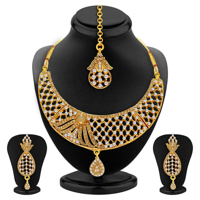 Sukkhi Lavish Gold Plated AD Necklace Set For Women