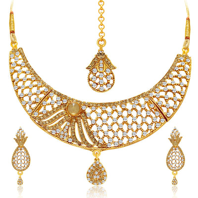 Sukkhi Lavish Gold Plated AD Necklace Set For Women-1