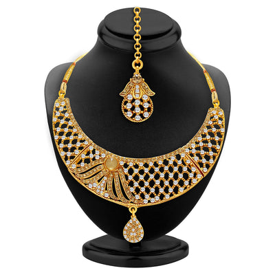 Sukkhi Lavish Gold Plated AD Necklace Set For Women-2