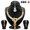 Sukkhi Sublime Gold & Rhodium Plated AD Necklace Set with Set of 5 Changeable Stone For Women